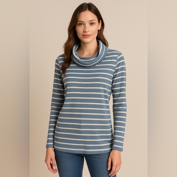 L.L. Bean Blue and White Striped Blouse - Picture 10 of 10